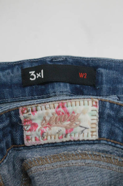 3x1 NYC Blue Cotton Mid Rise Light Wash Skinny Leg Jean Pants Size 24