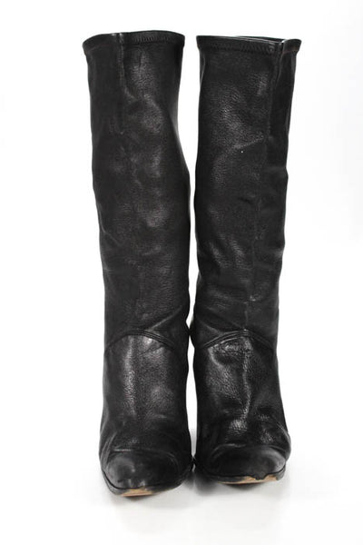 Donna Karan Black Leather Mid Calf Boots Size 39 9