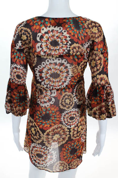 Buffalo David Bitton Multi-Color Floral Sheer Tunic Dress Size Extra Small