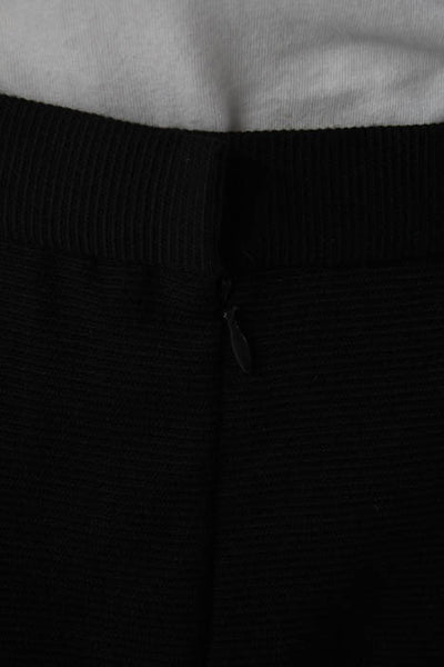 Designer Black Wool Zip Up Knee Length Pencil Skirt Size Small