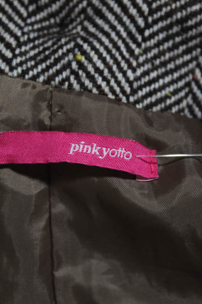 Pink Yotto  Brown Tweed Button Front Collared  Jacket Size Small
