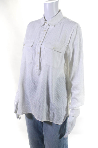 Madewell Womens Button Front Collared Long Sleeve Shirt White Size Medium