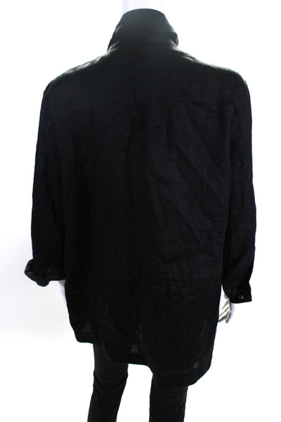 Calvin Klein Womens Full Zip Long Sleeve Drawstring Waist Shacket Black Size XL