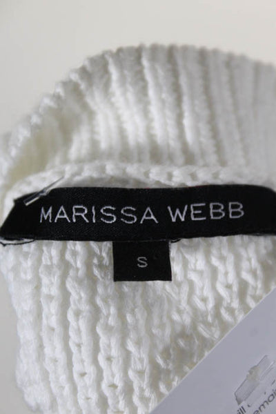 Marissa Webb White Cotton Long Sleeve Scoop Neck Sweater Size Small