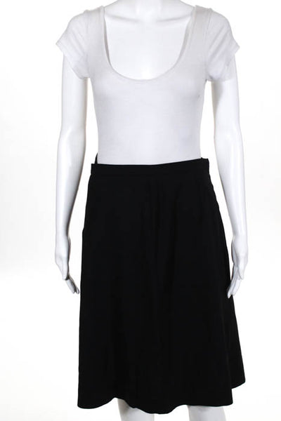 Brooks Brothers  Black Pleated Detail  Knee Length  A Line Skirt Size 8