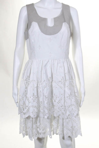 Milly White Beige Cutout Scoop Neck Sleeveless Dress Size 6 New $385 LL19LL