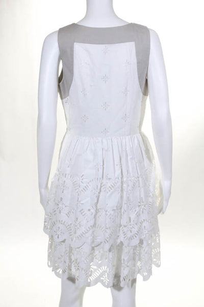 Milly White Beige Cutout Scoop Neck Sleeveless Dress Size 6 New $385 LL19LL