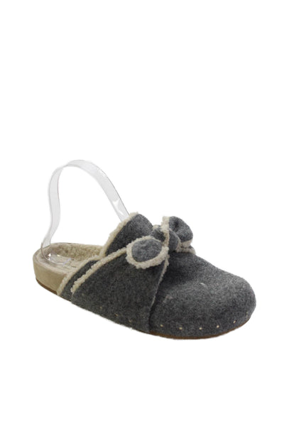 Loeffler Randall Womens Twist Bow Slide On Clogs Gray Size 8