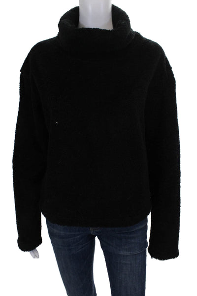 Reformation Womens Black Turtleneck Fleece Pullover Sweater Long Sleeve Size M