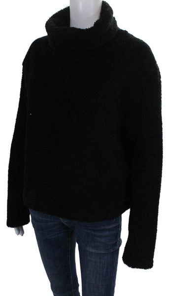 Reformation Womens Black Turtleneck Fleece Pullover Sweater Long Sleeve Size M