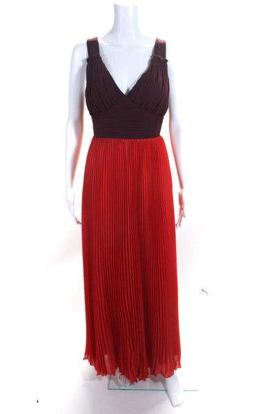 Moulinette Soeurs Anthropologie Womens Pleated A Line Gown Purple Red Size 2