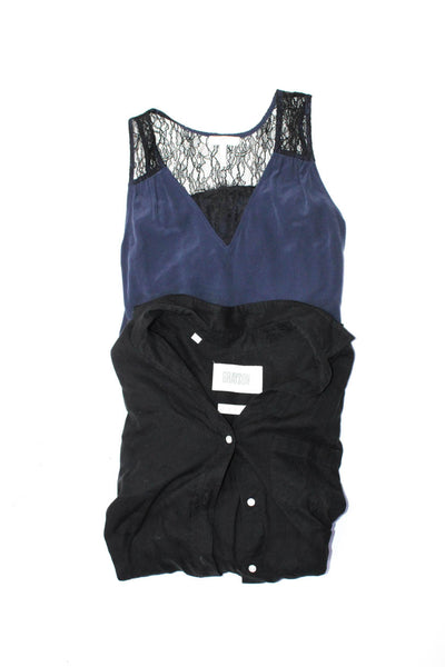 Joie Grayson Womens Silk Lace Combo Sleeveless V-Neck Blouse Blue Size S 3 Lot 2