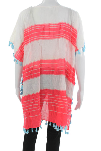 Seafolly Women White Striped Cotton Poncho Cover Up Size One Size