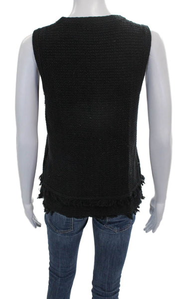 J Crew Womens Basic Cotton Crew Neck Sleeveless Tank Black Size S