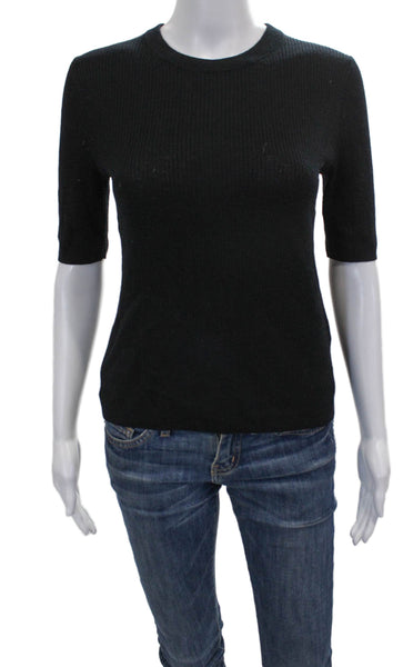 Madewell Womens Pullover Sweater Merino Wool Black Crewneck 3/4 Sleeve Size S