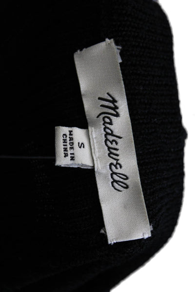 Madewell Womens Pullover Sweater Merino Wool Black Crewneck 3/4 Sleeve Size S
