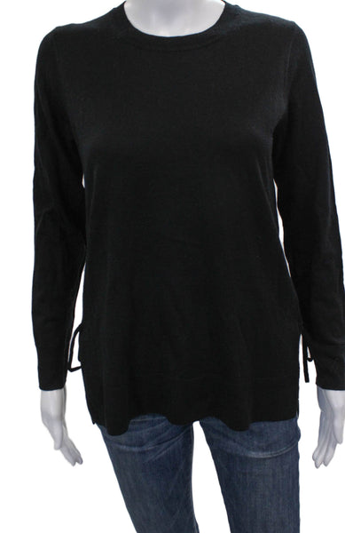 J Crew Women Pullover Sweater Black 100% Merino Wool Crew Neck Size S