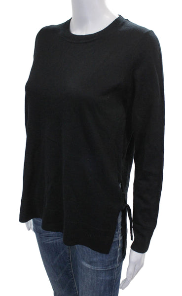 J Crew Women Pullover Sweater Black 100% Merino Wool Crew Neck Size S