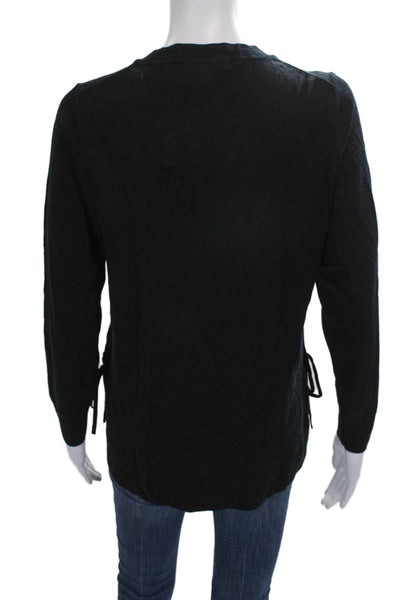 J Crew Women Pullover Sweater Black 100% Merino Wool Crew Neck Size S