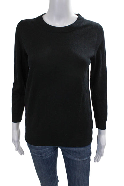 J Crew Womens Black Merino Wool Pullover Sweater Crew Neck Long Sleeve Size S