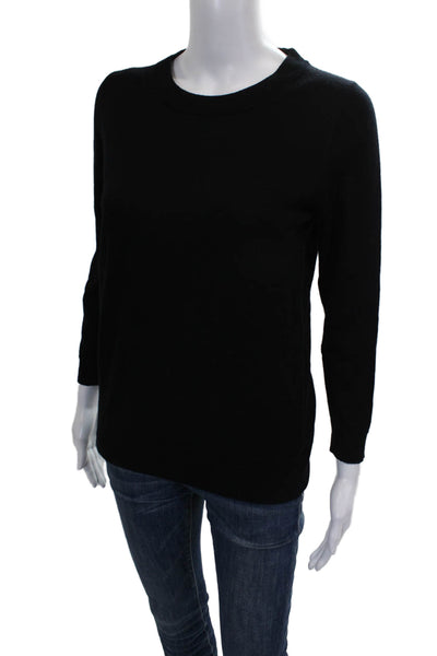 J Crew Womens Black Merino Wool Pullover Sweater Crew Neck Long Sleeve Size S