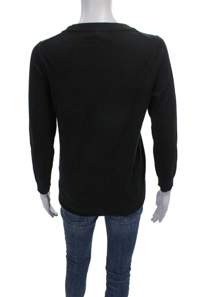 J Crew Womens Black Merino Wool Pullover Sweater Crew Neck Long Sleeve Size S