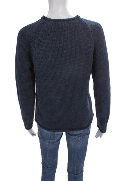 J Crew Women Pullover Sweater Blue Cotton Crew Neck Long Sleeve Size S