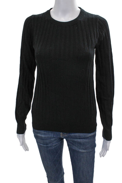 J Crew Womens Merino Wool Crew Neck Pullover Sweater Black Long Sleeve Size S