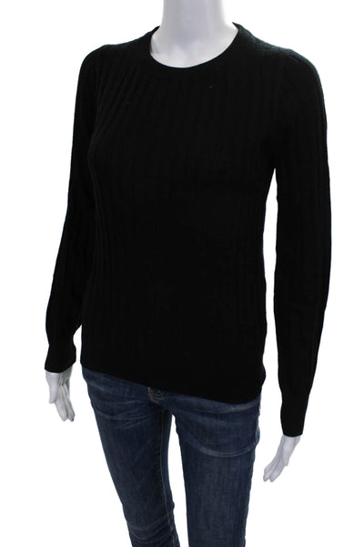 J Crew Womens Merino Wool Crew Neck Pullover Sweater Black Long Sleeve Size S