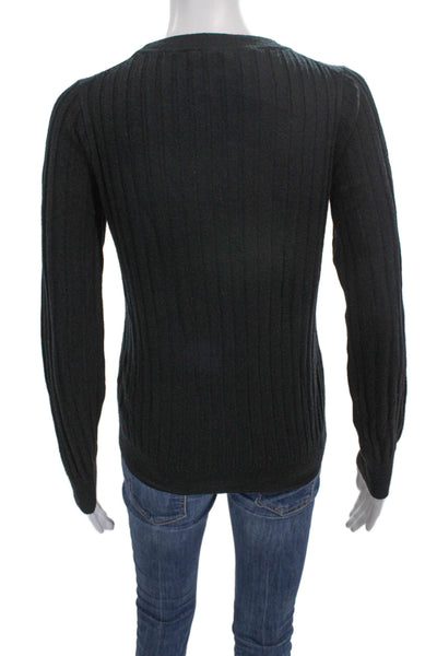 J Crew Womens Merino Wool Crew Neck Pullover Sweater Black Long Sleeve Size S