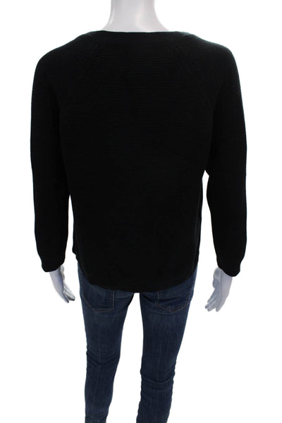J Crew Women Cardigan Black Cotton V Neck Long Sleeve Size XS