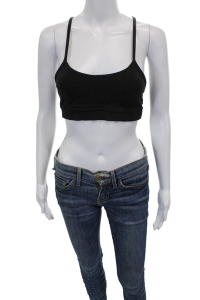 Lululemon Womens Spaghetti Strap Mesh Trim Scoop Neck Sports Bra Black Size 4