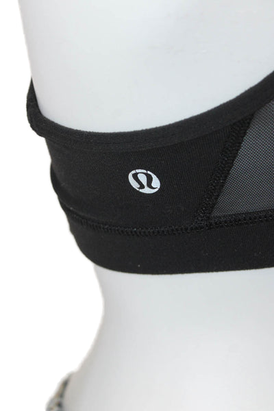 Lululemon Womens Spaghetti Strap Mesh Trim Scoop Neck Sports Bra Black Size 4
