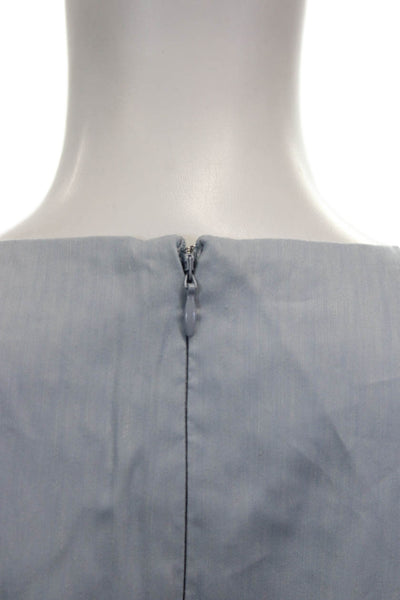 J Crew Womens Sheath Linen Dress Short Sleeve Round Neck Button Blue Size 2