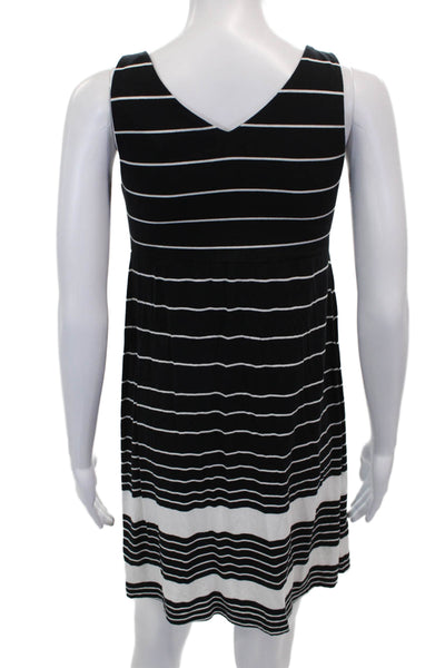 Athleta Women Black Tank Dress Sleeveless V-Neck Striped Short Size PS