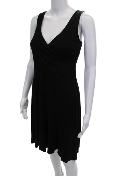Boden Women Wrap Dress Black V-Neck Sleeveless Knee Length Size 6P