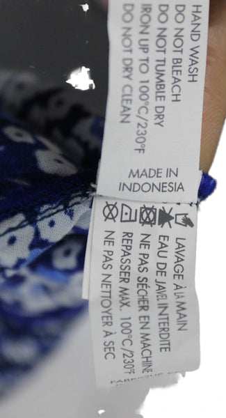 Poupette St. Barth Women Mini Off Shoulder Floral Viscose Blue Dress Size S