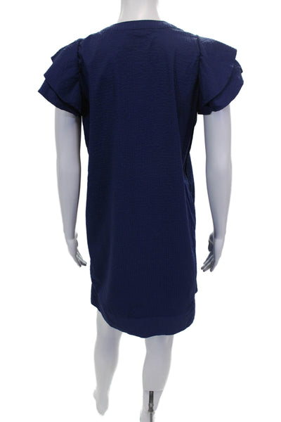 Vineyard Vines Women Shift Dress Blue Short Sleeve Round Neck Size XS