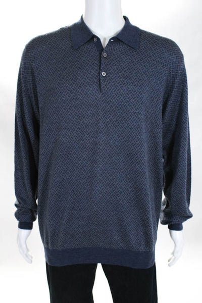 Neiman Marcus Exclusive Blue Wool Blend Button Front Sweater Size Extra Large