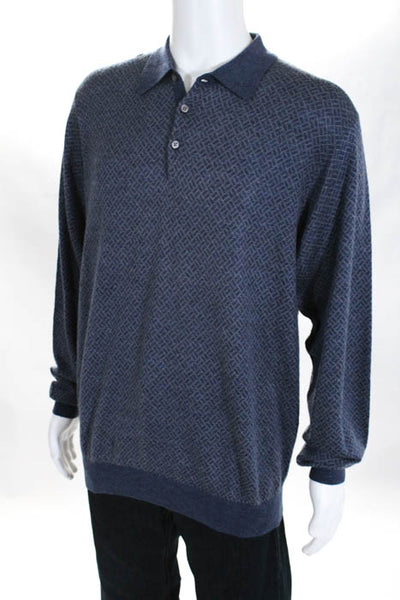 Neiman Marcus Exclusive Blue Wool Blend Button Front Sweater Size Extra Large