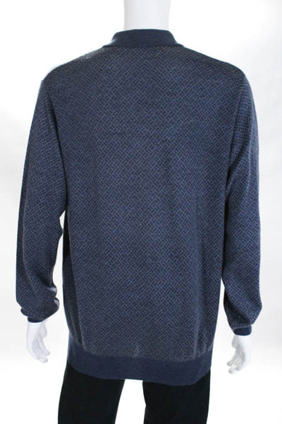 Neiman Marcus Exclusive Blue Wool Blend Button Front Sweater Size Extra Large