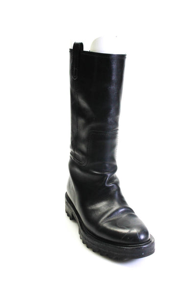 Tamara Mellon Womens Leather Cuban Heel Pull On Mid-Calf Boots Black Size 7US 37
