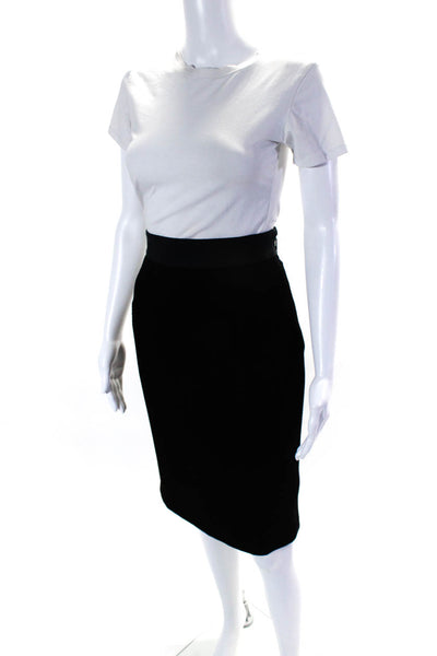 CH Carolina Herrera Womens Textured Back Zip Straight Pencil Skirt Black Size 8