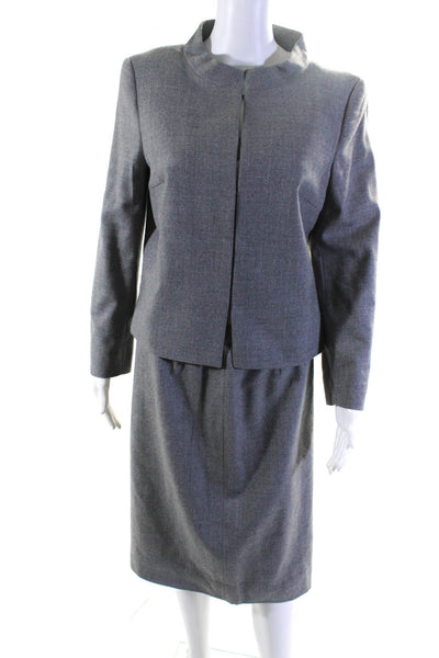 Escada Womens Hook Closure Skirt Suit Gray Wool Size EUR 38/40