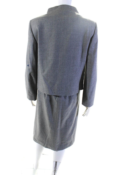 Escada Womens Hook Closure Skirt Suit Gray Wool Size EUR 38/40