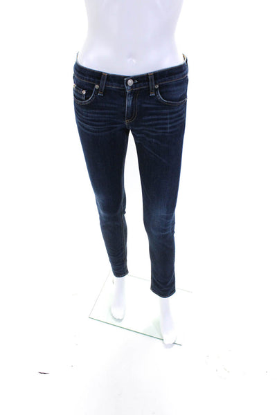 Rag & Bone Womens Cotton Buttoned Dark Wash Skinny Leg Jeans Blue Size EUR24