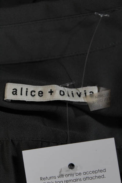 Alice + Olivia Gray Button Front Long Sleeve Collared Top Size Medium LL19LL