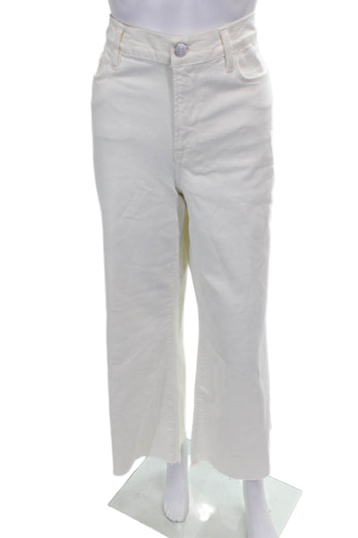Frame Womens White Wide-Leg Jeans Cotton Blend Button Size 31