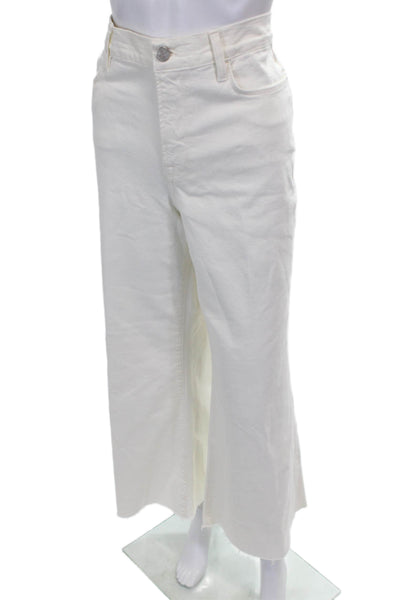 Frame Womens White Wide-Leg Jeans Cotton Blend Button Size 31