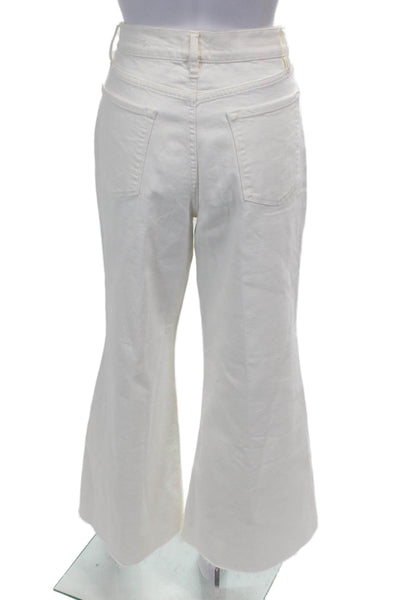 Frame Womens White Wide-Leg Jeans Cotton Blend Button Size 31